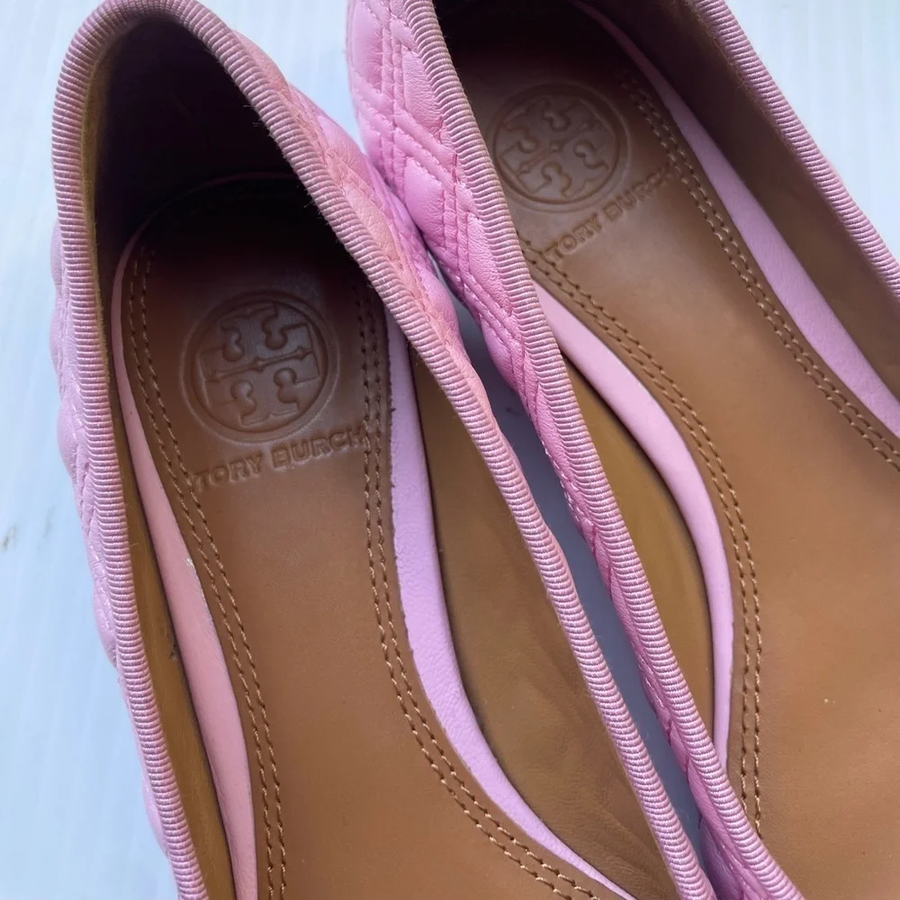 Tory Burch Marion Quilted Ballet Flats in Powder Puff Pink - Picture 6 of 15
